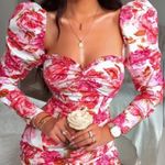 Coquette Girlhood Floral Pink Mini Dress CUSTOM MADE Boutique Stretchy Small Photo 2