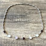 Garnet Mother of Pearl Moonstone Sterling Silver Necklace Photo 0