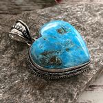 Handmade Natural Genuine Turquoise Heart Silver Pendant#41 Photo 1