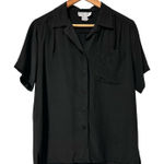Vintage IRENE TOTH Black 100% Silk Short Sleeve Button Down Shirt Women Size 8 Photo 0
