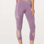 Lululemon 2018 Train Times Crop 17” Sz4 Smoky Blush Mesh Panel Legging Luxtreme Photo 0