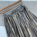 Francesca’s Metallic Gold Gunmetal Silver Pleated Midi Skirt Size Medium Photo 6