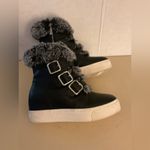 J/Slides Women's Black leather Fur Photo 6