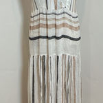 l*space L* Striped Maxi Dress White Black Tan Boho Beach Vacation S P V Neck Photo 0