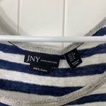Jones New York JNY  women’s white navy striped 100% linen cap sleeve blouse top S Photo 1