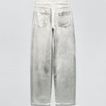 ZARA Silver Metallic ZW BOYFRIEND MID-RISE STRAIGHT LEG RELAXED JEANS Size 8 NEW Photo 6