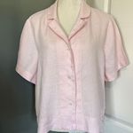 Quince  Women’s Linen Short Sleeve Button Front Shirt Blouse Pink XL Photo 0