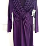 David Meister NWT  Eggplant  Ruched v-neck Longsleeve Cocktail Dress Size 2 Photo 0