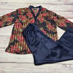 Victoria's Secret Victoria’s Secret Gold Label Vintage Pajama Set Satin Silky Red Navy Size Large Photo 0