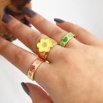 Y2K Festival Rings ā Enamel Star, Heart & Sunflower Design, Retro Colorful Gold Photo 2
