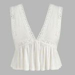 Cider V Neck Lace Ruffle Crop Top Nwt Women’s Size S B39 Photo 1