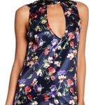 Tularosa • Blue Red Floral Keyhole Choker Tank Top Photo 0