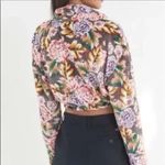 Urban Outfitters  UO Angela Fleece Half Zip Cropped Floral Pullover Sweatshirt Photo 2