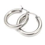 Boutique Large Tubular 18k White Gold Filled Hoop Earrings, 30mm Photo 3