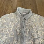 ZARA Embroidered Blue Baby Doll Top Photo 4