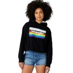 Wrangler Pride Cropped Hoodie Black Rainbow Logo Size M LGBTQ+ Inclusive Photo 11