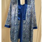 Morgan Taylor  Intimates Set Kimono Robe Chemise Night Slip Blue Floral Sm NWTS Photo 5