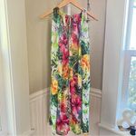 Isaac Mizrahi Tropical Print A Line Midi Dress Small Floral Vacation Resortwear Photo 1