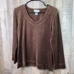 Vanity Fair Sleepwear Size Small Brown Velour V-Neck Long Sleeve Sleep T… Photo 0
