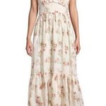 Love Shack Fancy Angie Linen Cream & Pink Floral Midi Dress Size 0 - Broken Zip Photo 0