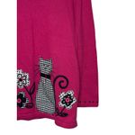 Timber Lea Women's Sweater Vintage Embroidered Floral Cat Boxy Fit Knit Medium Pink Photo 1
