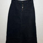 BLISS Black Denim Button Front Midi Skirt Utility Pockets Women's XS Photo 0