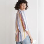 Bella Dahl vertical rainbow striped casual comfy classic button down Mykonos XL Photo 2