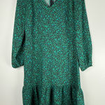 Ann Taylor Teal Floral Long Sleeve Dress Photo 0