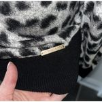 Michael Kors XS long sleeve black gray white animal print cold shoulder sweater Photo 3
