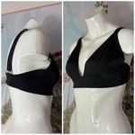 H&M Black Triangle Plunge V-Neck Bikini Top Thick Strap Swimwear Size 14 XL Photo 1