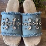 Anne Klein  Blue Embellished Mules Photo 2
