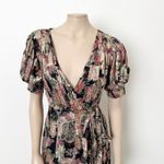 Hemant and Nandita [] Sion Maxi Wrap Dress Metallic Gold Puff Sleeves V-Neck Sz XS Photo 4