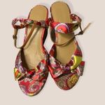 Nine West Y2K  paisley scarf platform chunky cork espadrille wedge‎ sandal 9 boho Photo 2