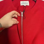 Claudie Pierlot red collarless full zip coat jacket ruffle shoulder 38 US 6 Photo 6