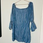 B Collection By Bobeau Women's Auden Blue Chambray Tie Cuff Mini Dress Size S Photo 4