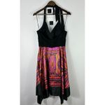 Cato Dress 14 Black Multicolor Boho Paisley Handkerchief Hem Halter Y2K Fairy Photo 1