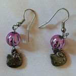 Sanrio Vintage Y2K 2007 Pink & Silver Tone Hello Kitty Ball Drop Earrings Photo 0