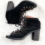 Jeffrey Campbell x FREE PEOPLE | Cors Peep Toe Booties Suede Laces Black | 10 Photo 3