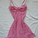 Victoria's Secret Inner Secrets Vintage pink Floral Lace V-Neck sheer Slip Dress with Ruffle Hem Photo 0