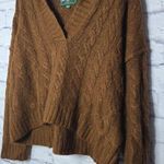 American Eagle cable knit brown v-neck hoodie sweater fall winter Medium. Photo 2