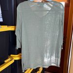 Amanda Smith Vintage  Semi Sheer Olive Knit Embellished Top Size Large Photo 5