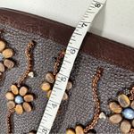 Brighton Vintage Brown Leather Wood Beaded Crossbody Handbag Purse Boho Bag Photo 7