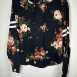 Joe Boxer NWT Floral Hoodie Women’s Medium Black Rose Print Pullover Sweatshirt Photo 0