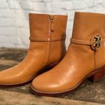 Tory Burch New Miller brown Leather Bootie 45MM Heel Zip Up Shoes Size 7 Photo 1