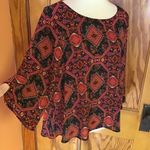 Everly Anthropologie psychedelic bell sleeve blouse Photo 6