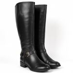 Ralph Lauren  Black Leather Marion Riding Boots With Gold Buckle Detail Photo 4
