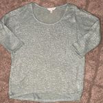 Charming Charlie Subtle sparkle ice mint blue lightweight knit crochet half sleeve scoop neck top Photo 0