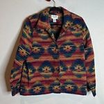 Vintage textured colorful aztec western print jacket Blue Size 14P Photo 0