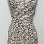 Maeve Anthropologie Dress Faux Wrap V-Neck Floral Lace Sleeveless Tan Small Photo 0