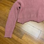 Romeo + Juliet Couture  Knit Sweater Womens Size Small Cropped‎ Raw Hem Long Pink Photo 1